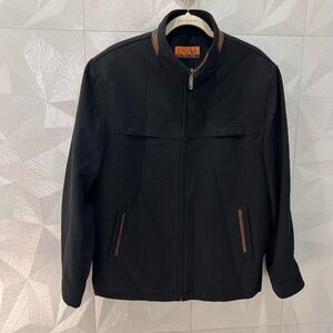 Enzo Tovare Jacket Wool & Cashmere Black Brown Trim Italy Men's Size Medium coat